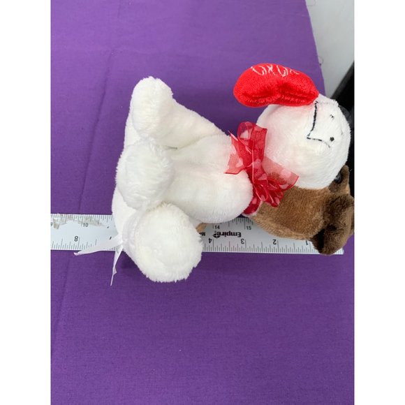 Walmart 7 Inch Terrier Bulldog Puppy XOXO Heart Red Sheer Bow Hearts Plush Stuff - Picture 8 of 9